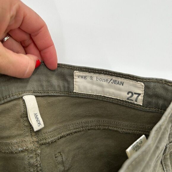 RAG & BONE Women's Army Green Mid Rise Denim Skinny Jeans Size 27 - Picture 6 of 7